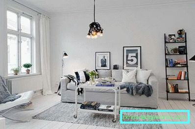 Sisustus olohuoneessa 18 m² moderniin tyyliin - valokuvien suunnittelusta