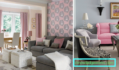 Värien yhdistelmä olohuoneen sisätiloissa - esimerkkejä valokuvan trendikuvioista