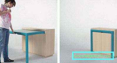Sisäänvedettävä pöytä keittiössä Sisäänvedettävä pöytä keittiössä